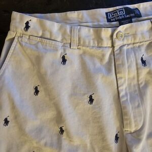 Vintage Polo Ralph Lauren Prospect Shorts Mens 35 AOP All Over Pony Khaki Chino